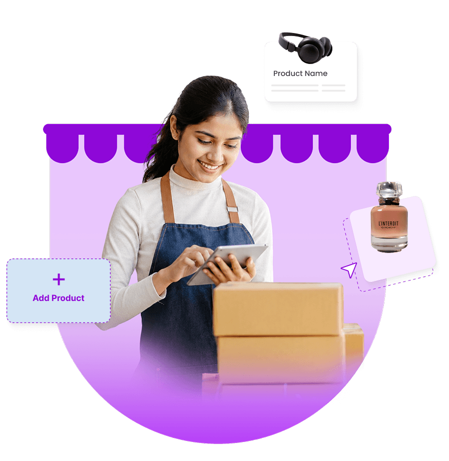 Indian merchant managing an online store